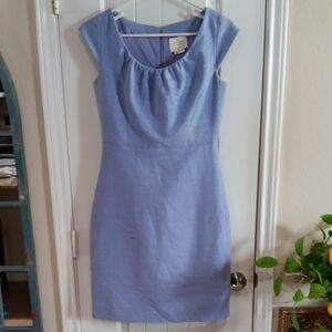 Kate Spade Blue Sheath Midi Dress with Flutter Cap Sleeves